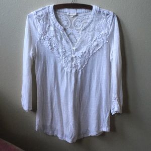 Anthropologie white lace tee top Meadow Rue Sz S